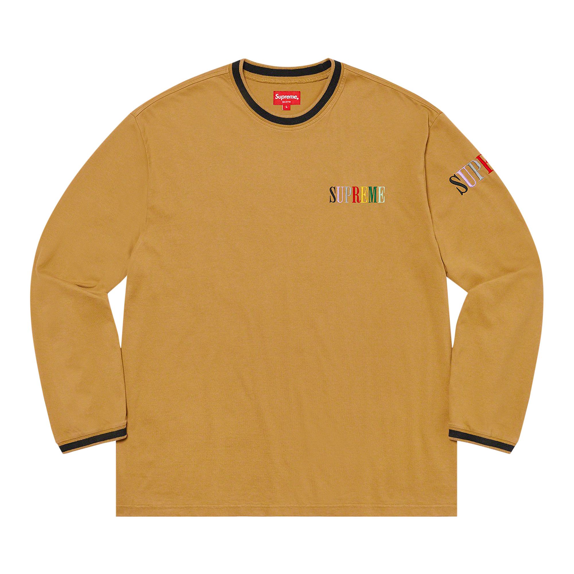 Buy Supreme Multicolor Logo Long Sleeve Top Dark Gold FW17KN38 DARK GOLD GOAT