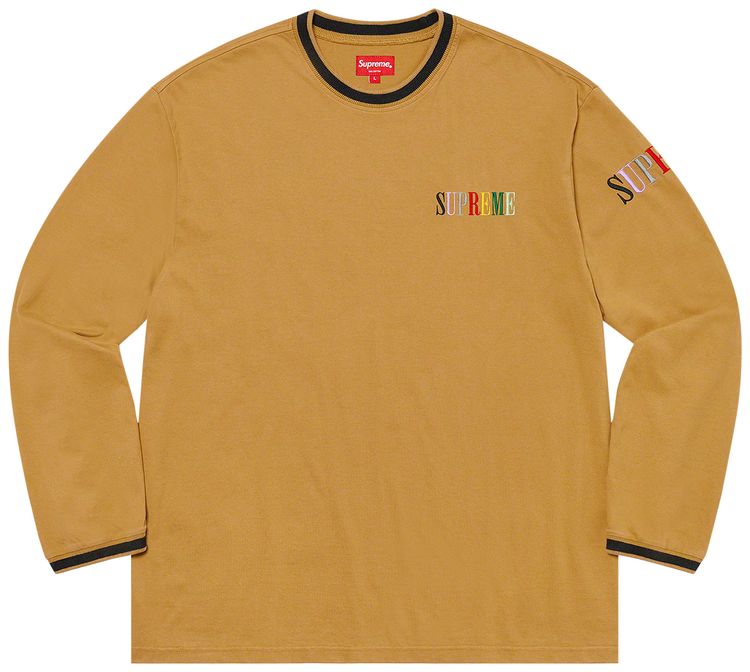 Supreme Multicolor Logo Long Sleeve Top Dark Gold