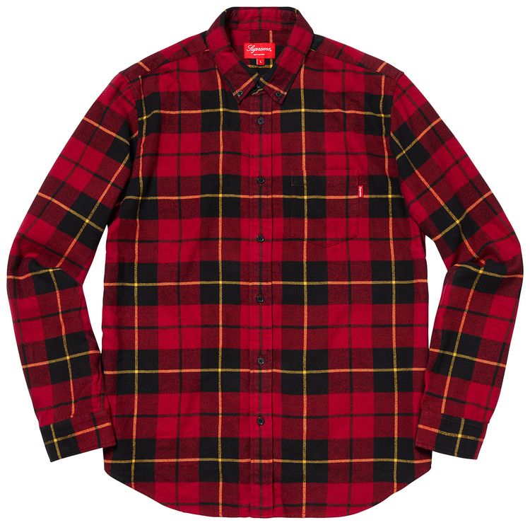 Supreme Tartan Long Sleeve Flannel Shirt Red