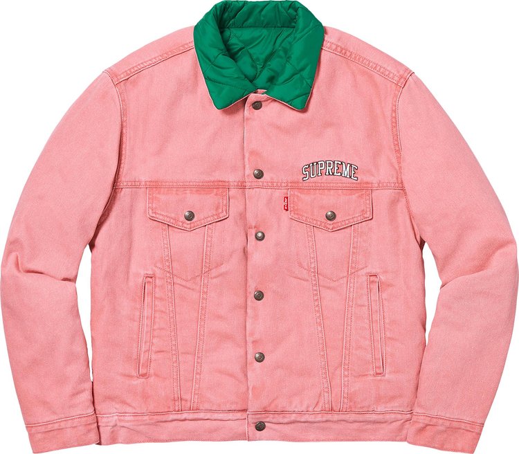 Supreme x Levis Quilted Reversible Trucker Pink