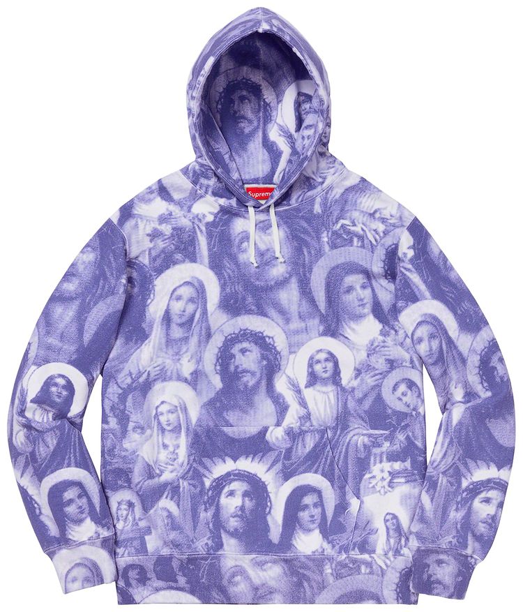 Supreme Jesus And Mary Hooded Sweatshirt Purple