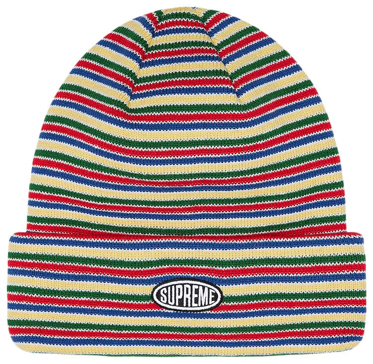 Supreme Multi Stripe Beanie Yellow
