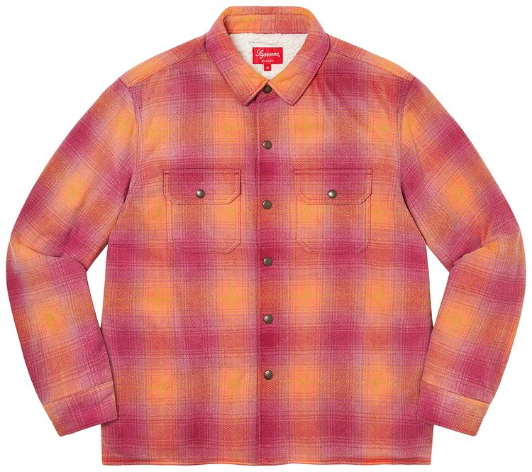 Supreme Shearling Lined Flannel Shirt Orange