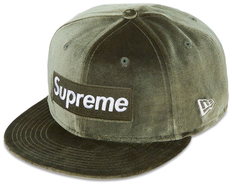 Supreme Velour Box Logo New Era Olive