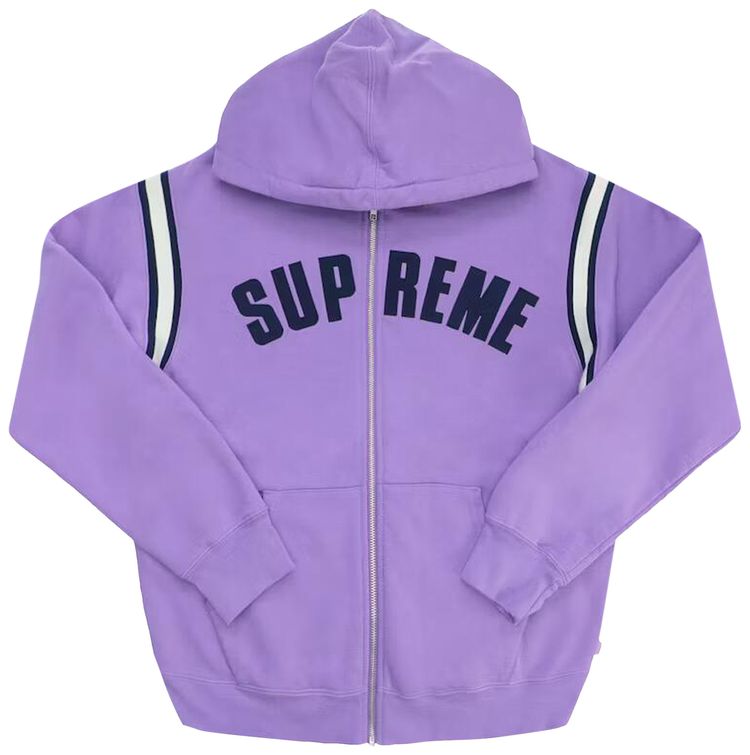 Supreme Jet Sleeve Zip Up Hooded Sweatshirt Violet