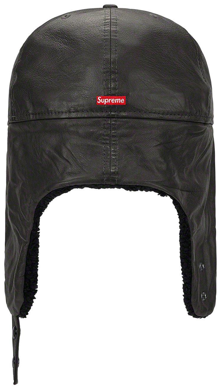 Supreme Leather Earflap Box Logo New Era Black