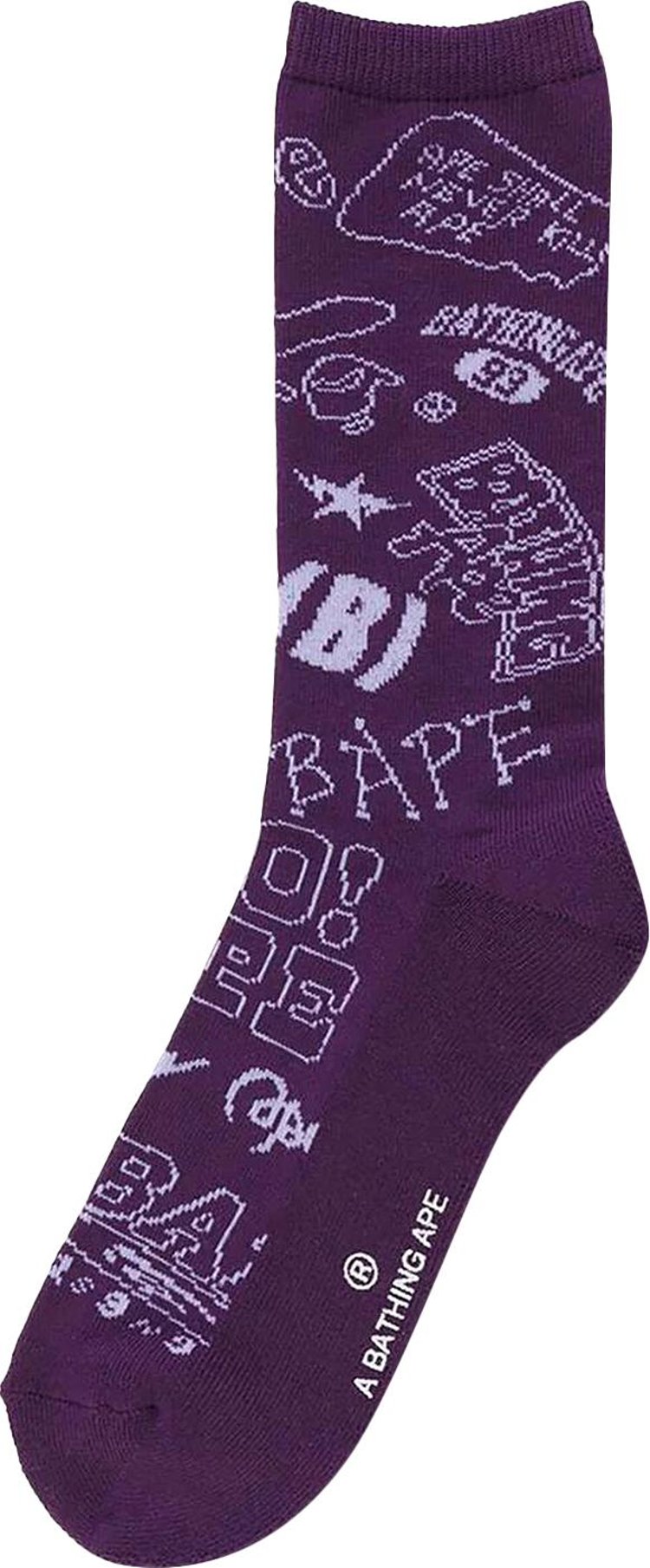 BAPE Graffiti Pattern Socks Purple