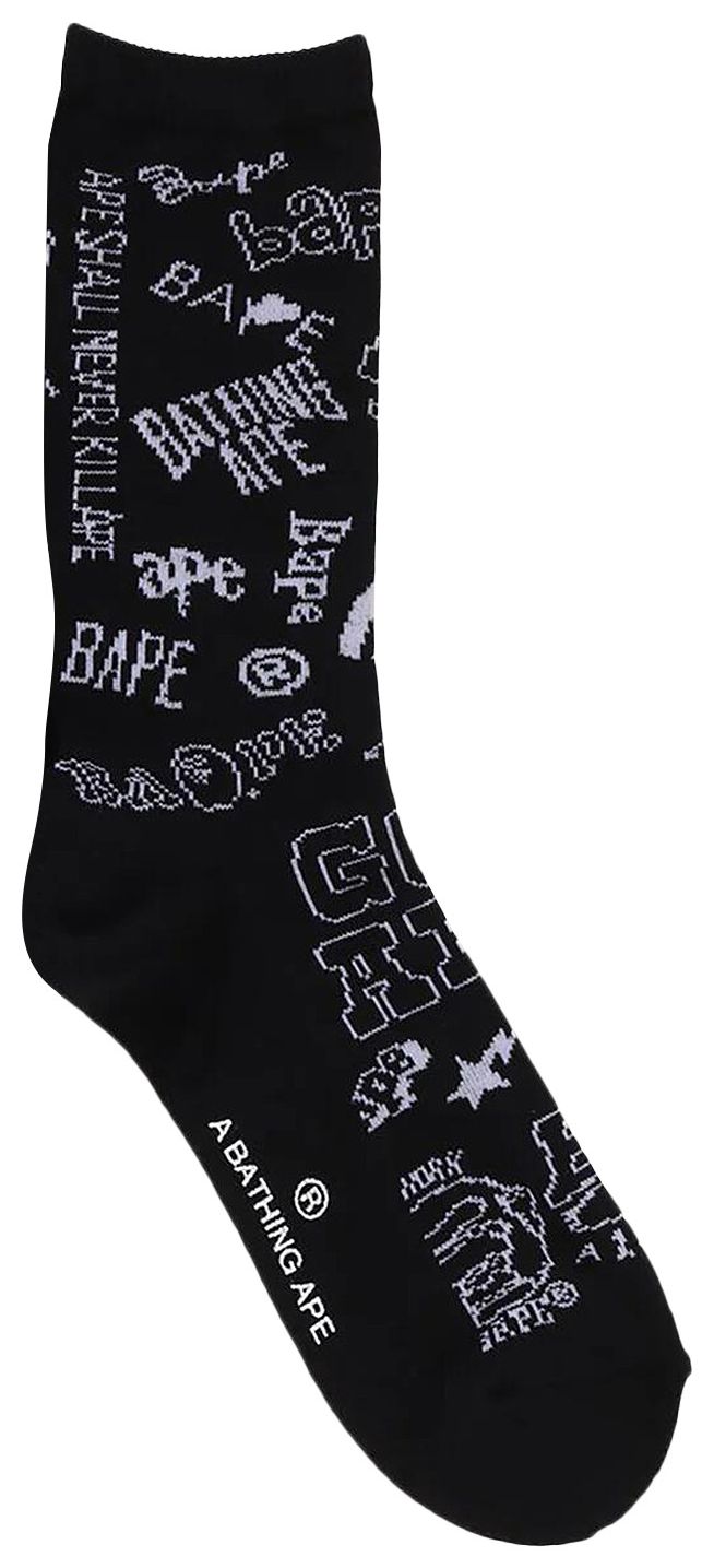 BAPE Graffiti Pattern Socks Black