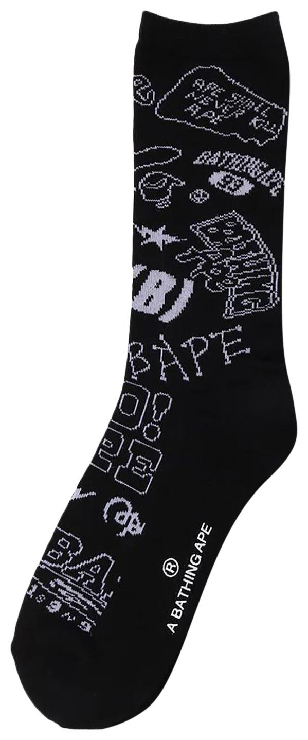 BAPE Graffiti Pattern Socks Black