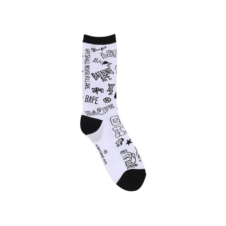 BAPE Graffiti Pattern Socks White