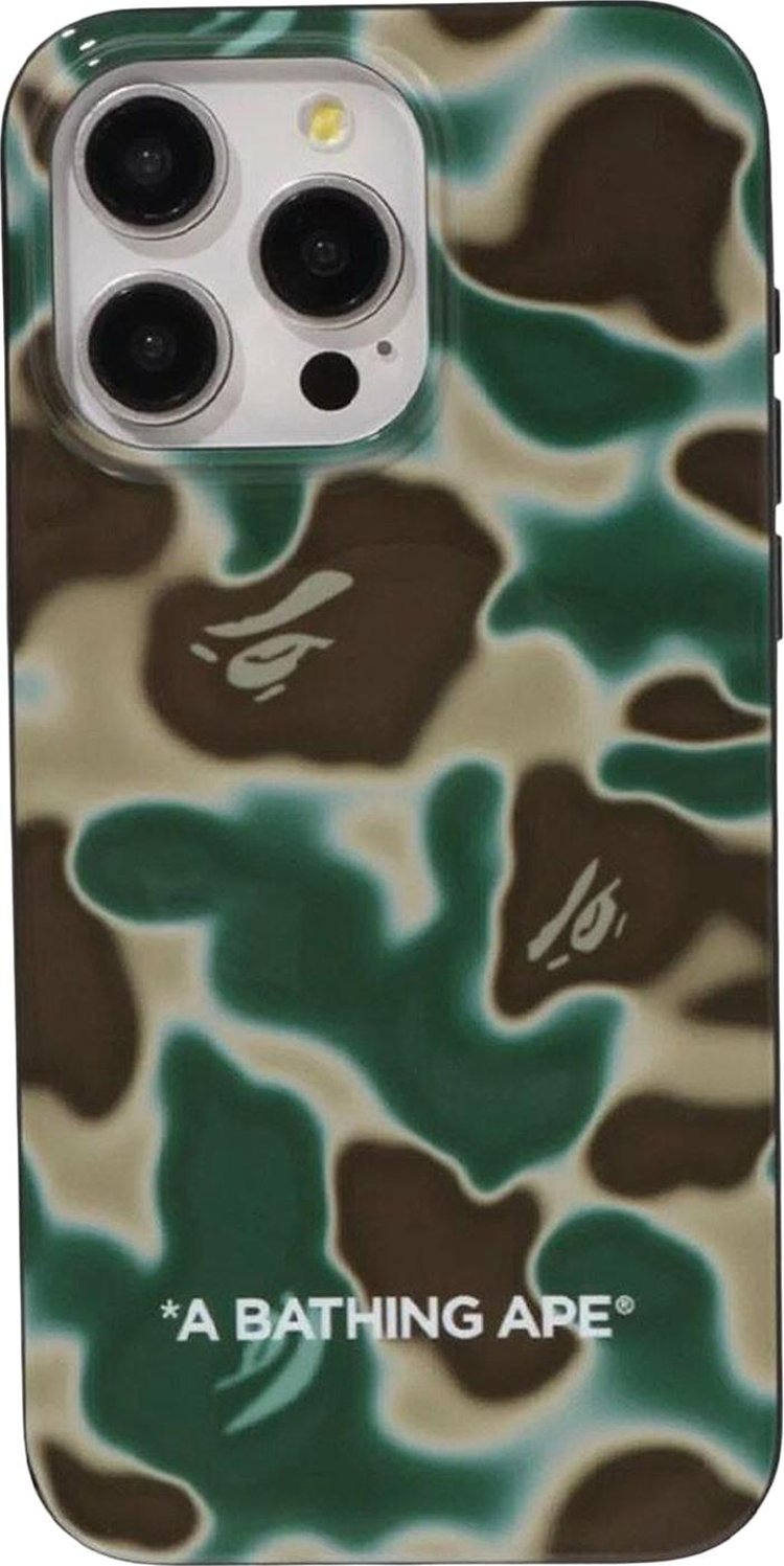 BAPE Liquid Camo iPhone 15 Pro Max Case Olive Drab