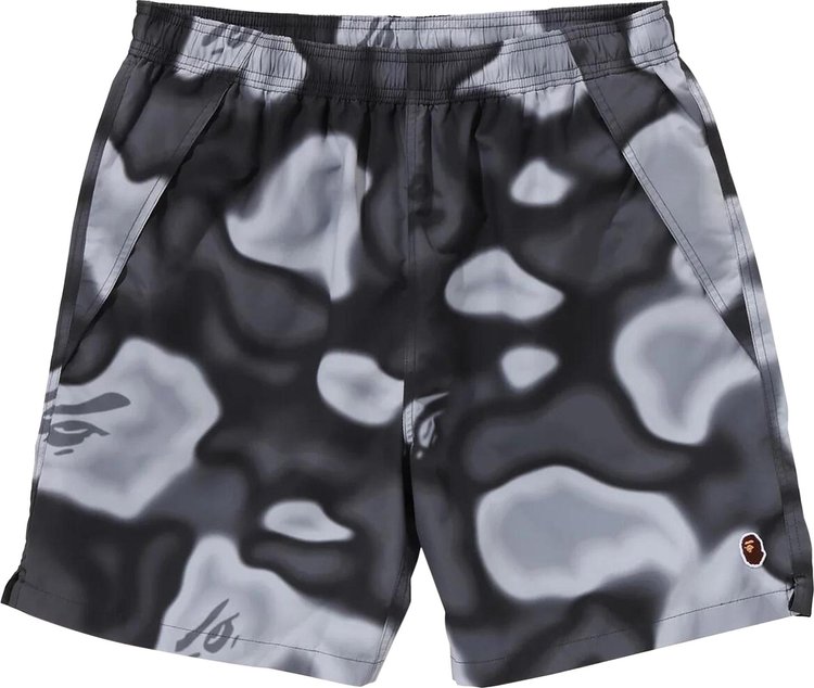 BAPE Liquid Camo One Point Beach Shorts Black