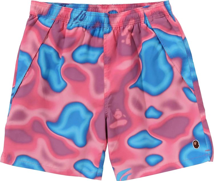 BAPE Liquid Camo One Point Beach Shorts Pink