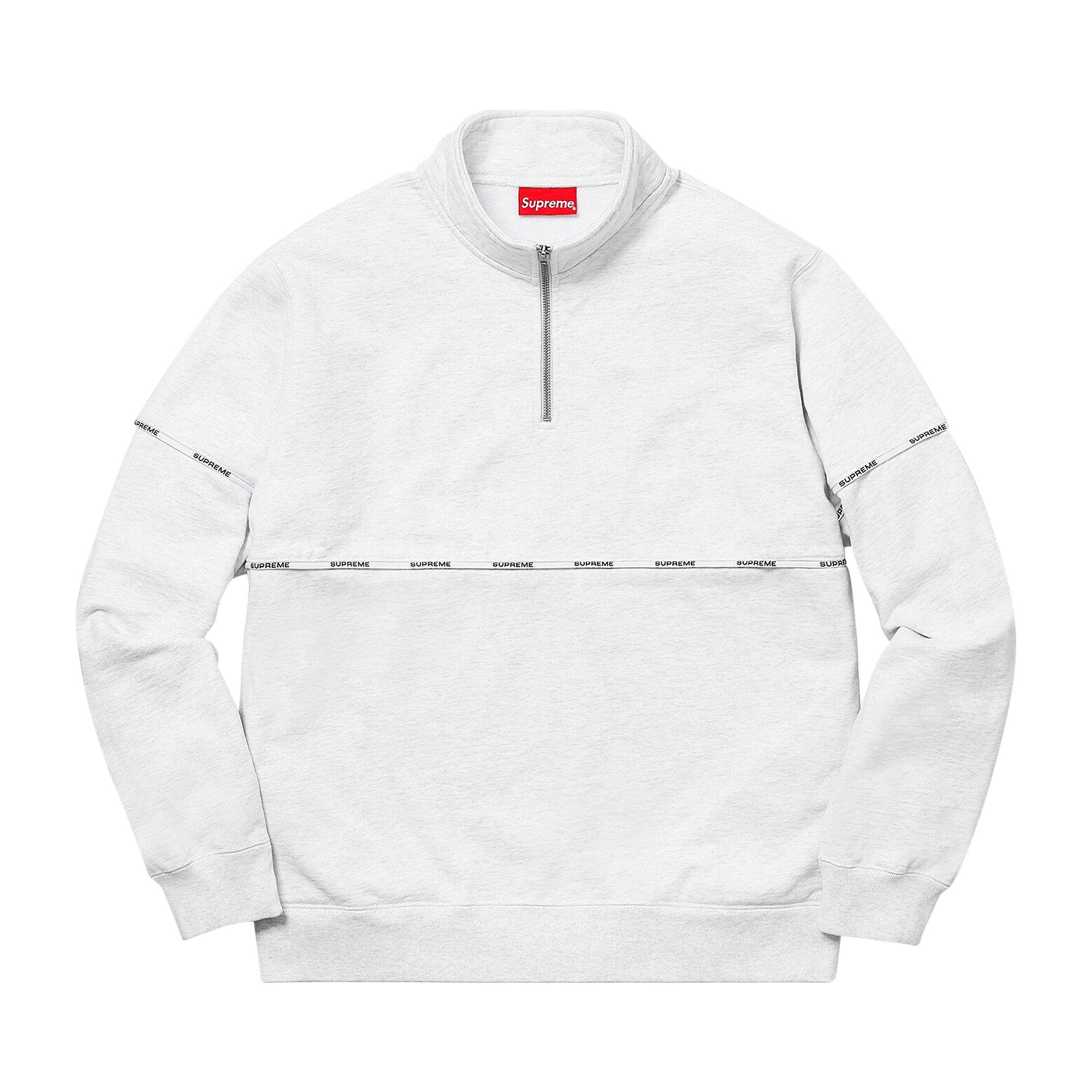 Buy Supreme Logo Piping Half Zip Sweatshirt Ash Grey SS18SW30 ASH GREY GOAT