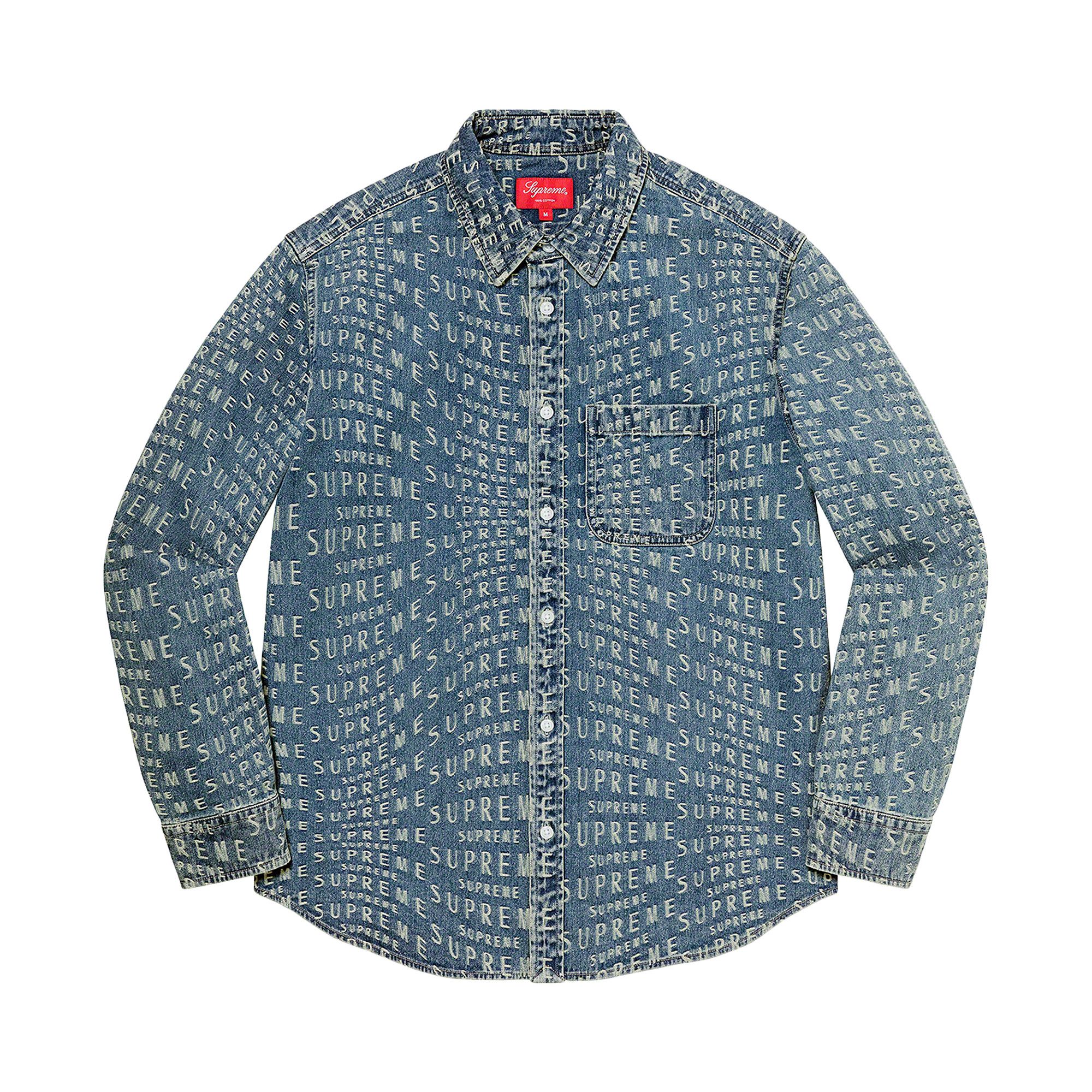 Buy Supreme Wrap Jacquard Logos Denim Shirt 'Blue' - SS21S32 BLUE | GOAT UK