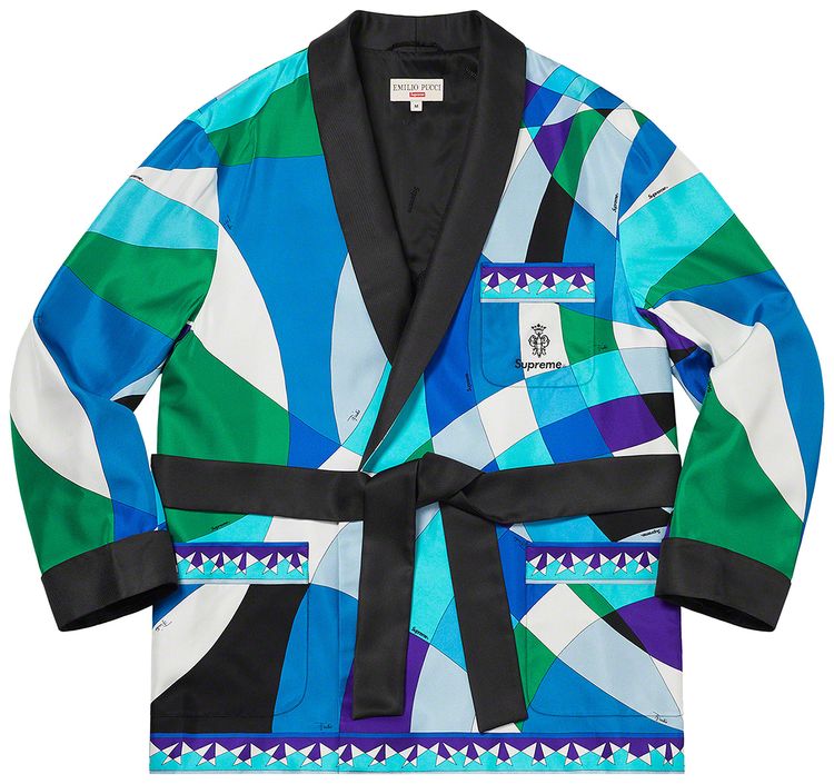 Supreme x Emilio Pucci Silk Smoking Jacket Blue