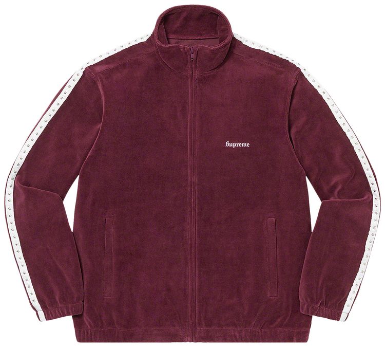 Supreme Studded Velour Track Jacket Burgundy
