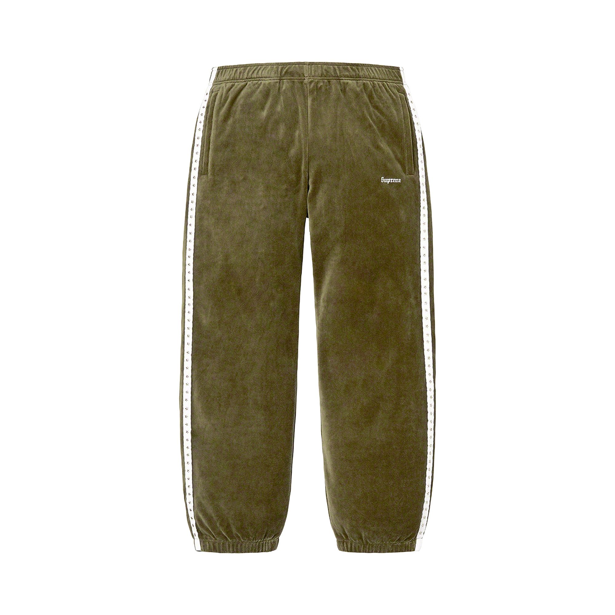 Buy Supreme Studded Velour Track Pant 'Olive' - FW22P41 OLIVE | GOAT