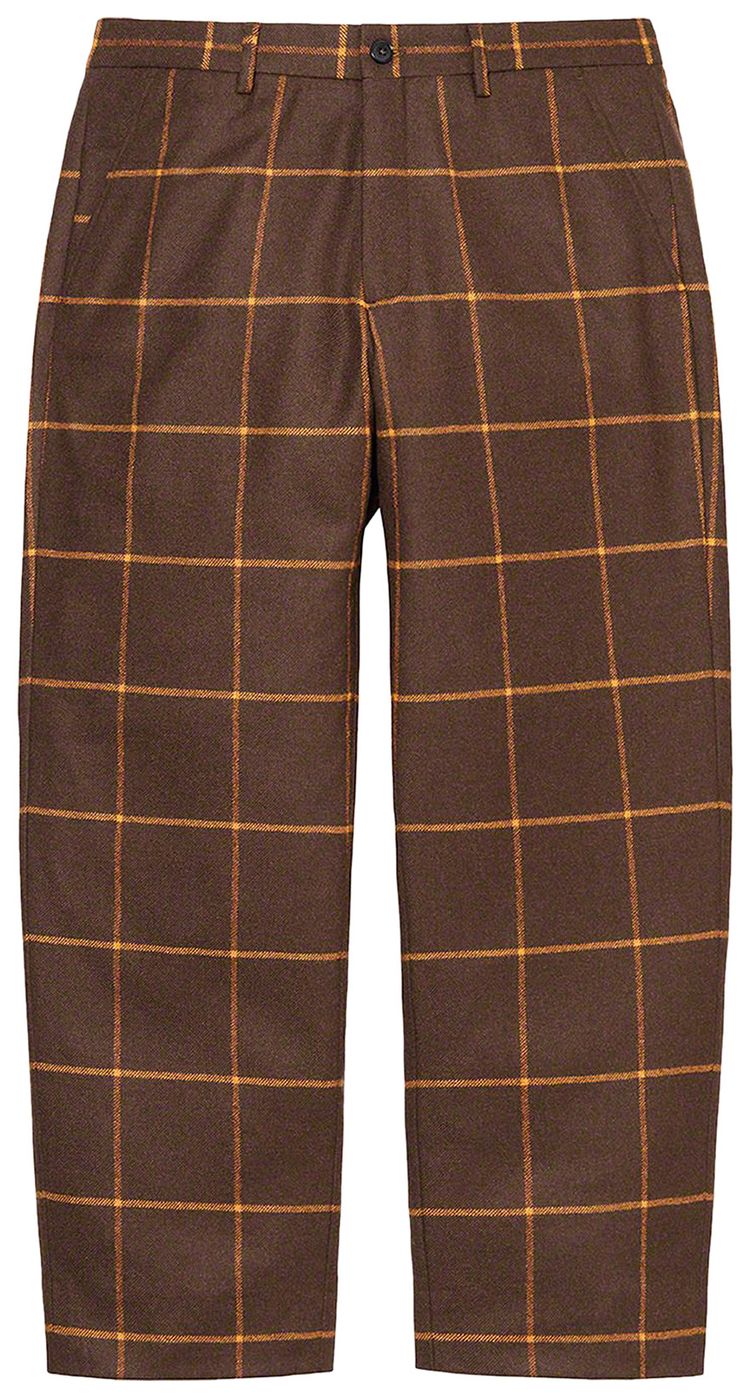 Supreme Windowpane Wool Trouser Brown