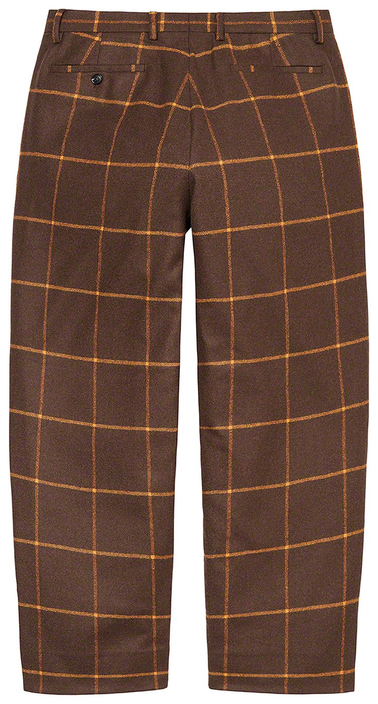 Supreme Windowpane Wool Trouser Brown