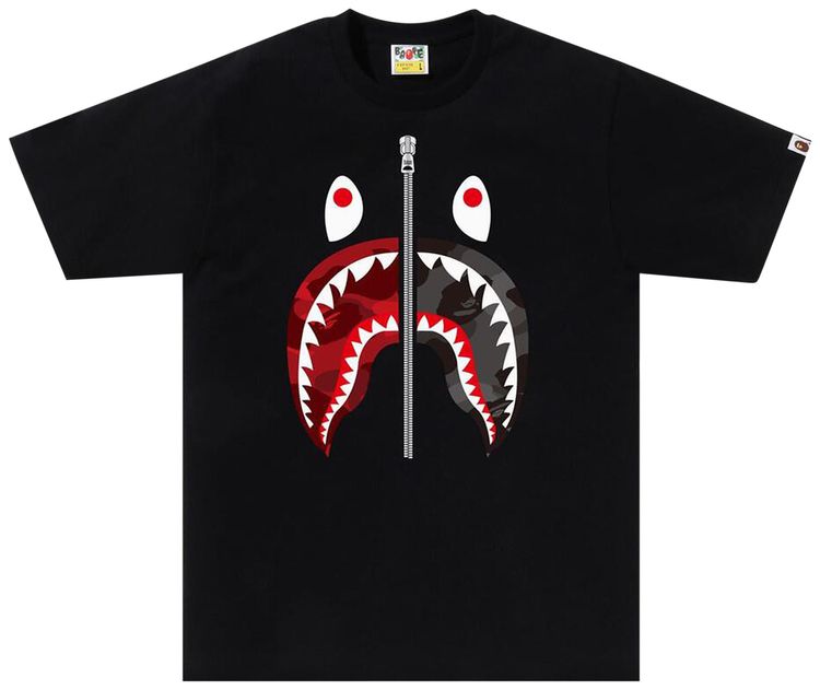 BAPE Color Camo Separate Shark Tee BlackRed