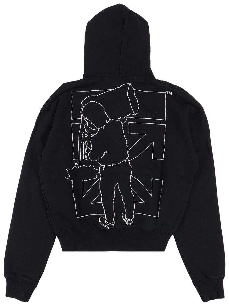 Off White Barrel Worker Over Hoodie Black