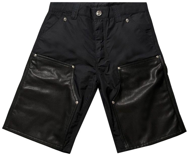 Chrome Hearts Leather Knee Carpenter Shorts Black