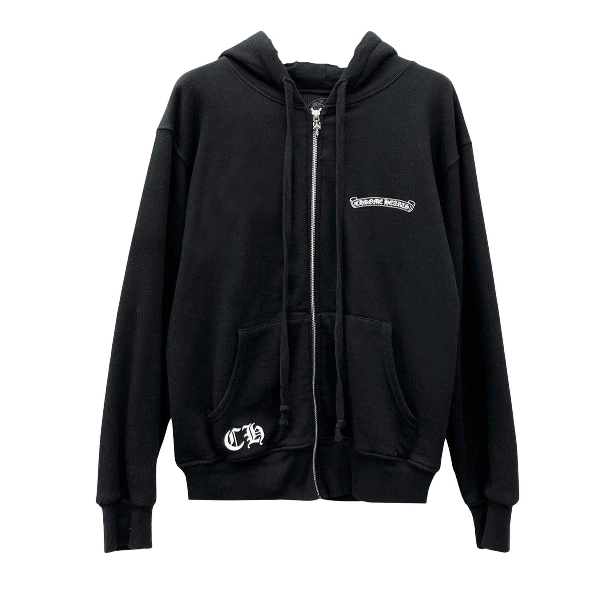 Buy Chrome Hearts Floral Cross Thermal Lined Zip Up Hoodie 'Black
