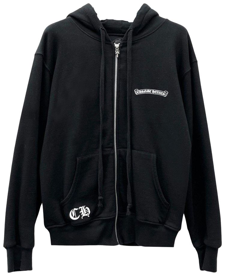 Chrome Hearts Floral Cross Thermal Lined Zip Up Hoodie Black