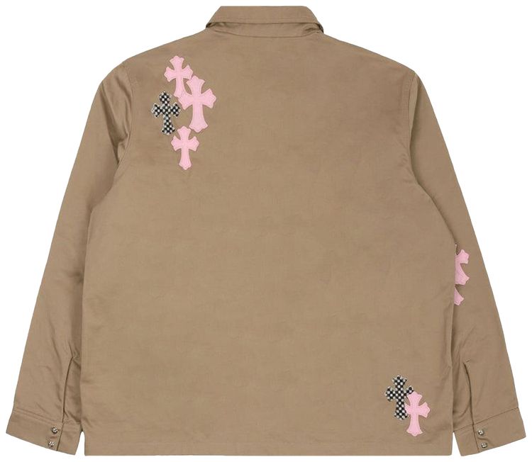 Chrome Hearts Cross Patch Work Dog Button Up Jacket Tan