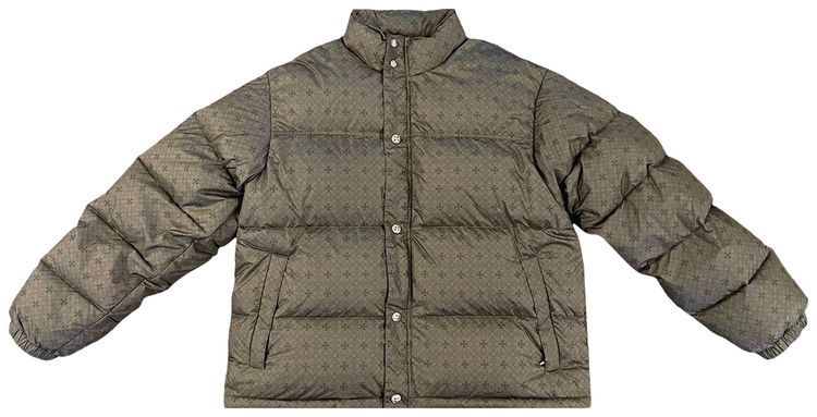 Chrome Hearts Monogram Print Puffer Jacket Olive