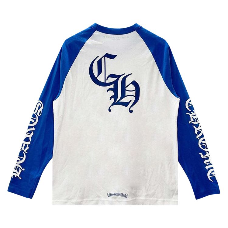 Chrome Hearts Long Sleeve Horseshoe Baseball Tee WhiteBlue