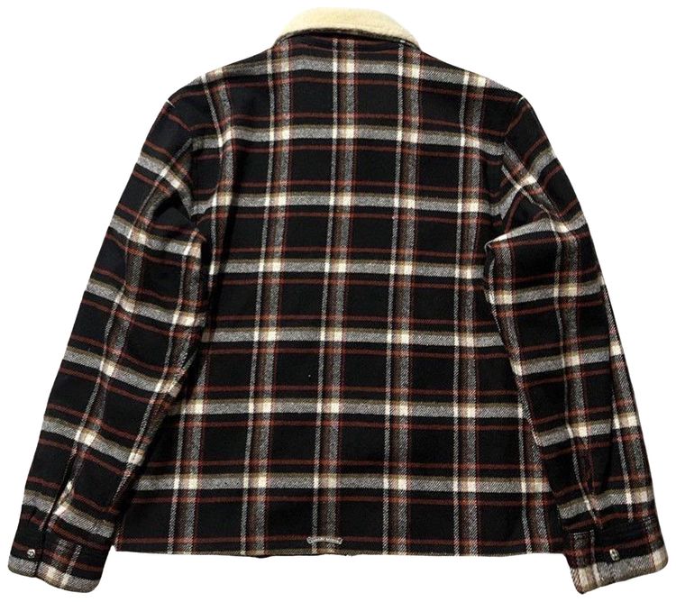 Chrome Hearts Shearling Collar Plaid Jacket Multicolor