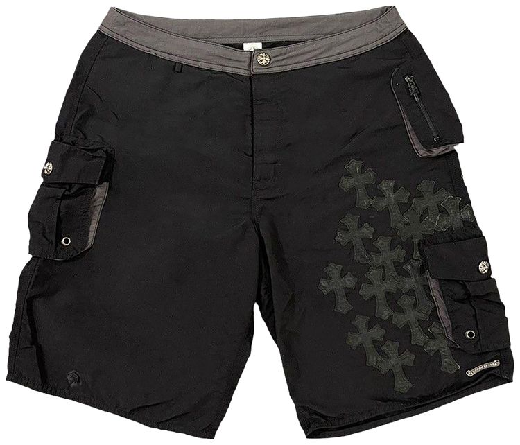 Chrome Hearts Cross Patch Cargo Board Shorts Black