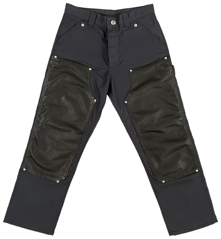 Chrome Hearts Leather Knee Carpenter Pants Black