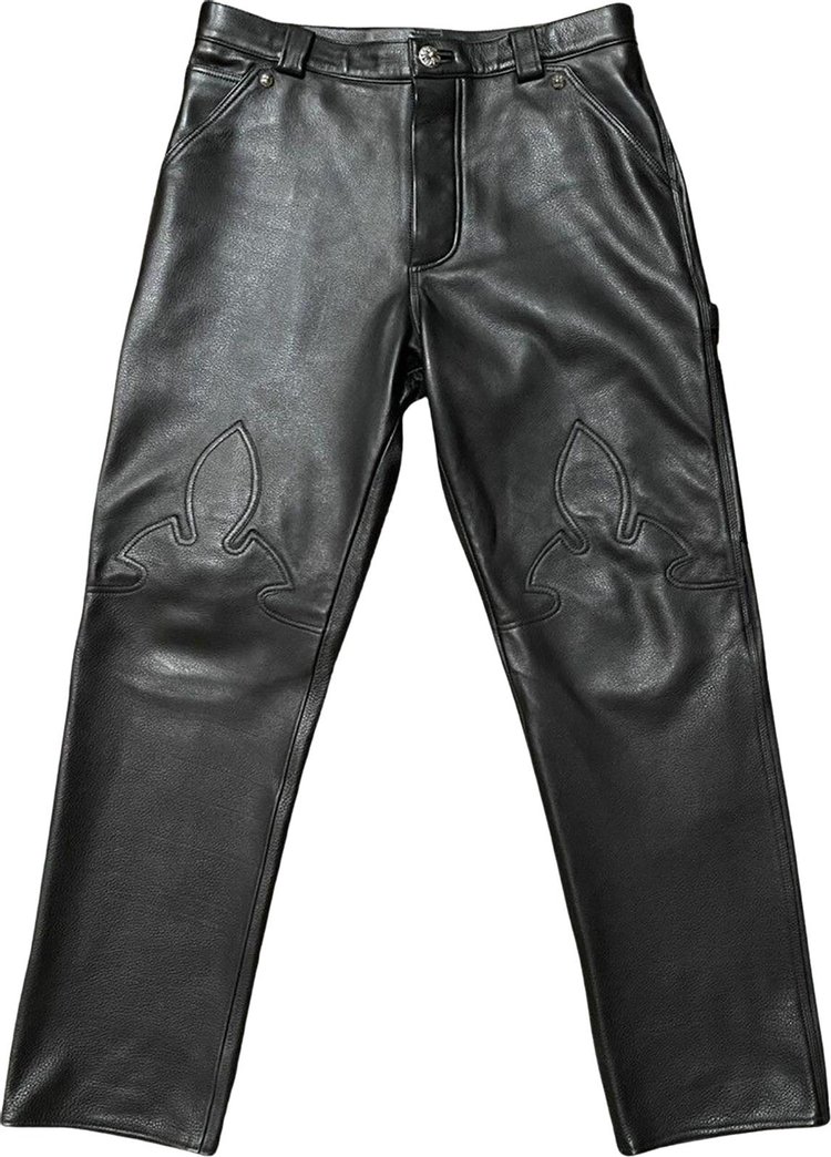 Chrome Hearts Fleur Knee Leather Pants Black