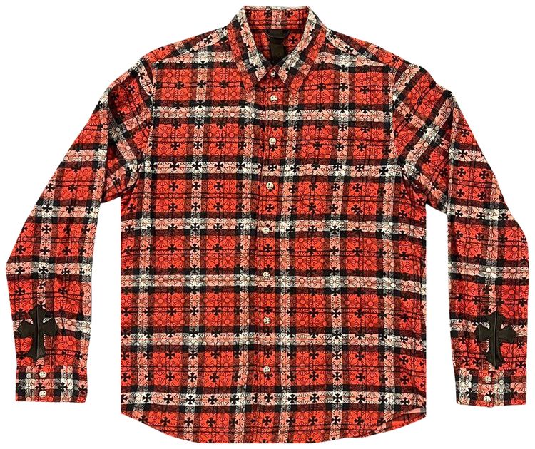 Chrome Hearts Loose Ends Monogram Cross Flannel RedPlaid