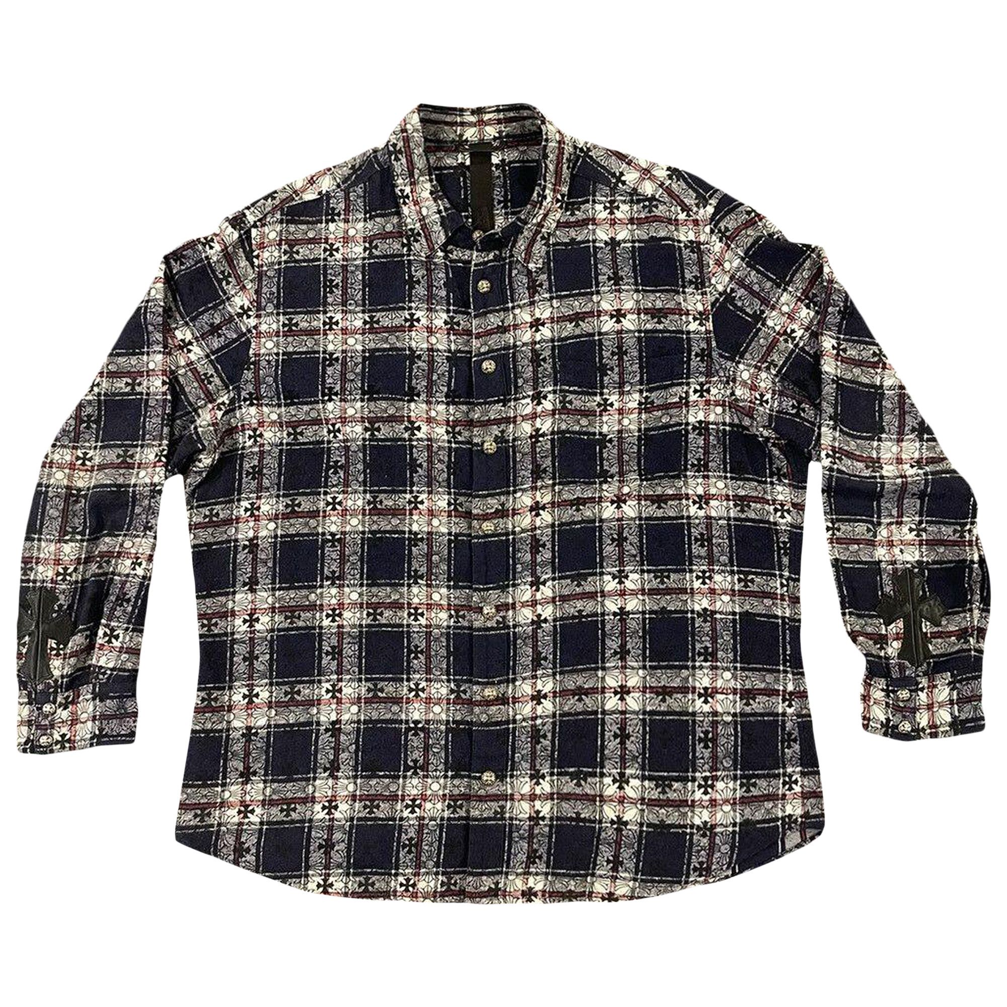 Buy Chrome Hearts Loose Ends Monogram Cross Flannel 'Navy/Plaid