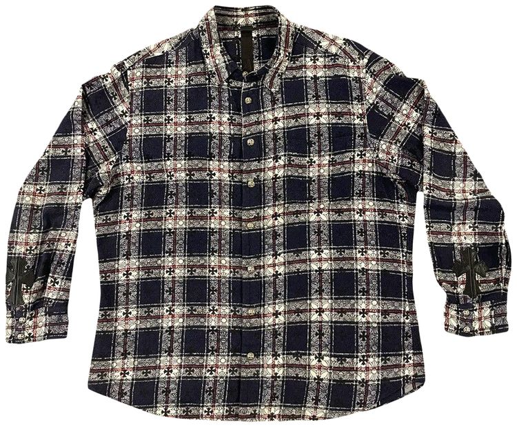 Chrome Hearts Loose Ends Monogram Cross Flannel NavyPlaid
