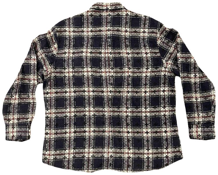 Chrome Hearts Loose Ends Monogram Cross Flannel NavyPlaid