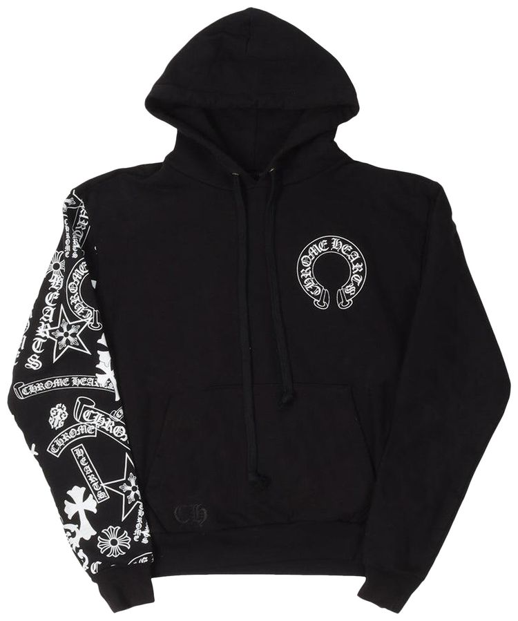 Chrome Hearts Stencil Sleeve Graphic Hoodie Black