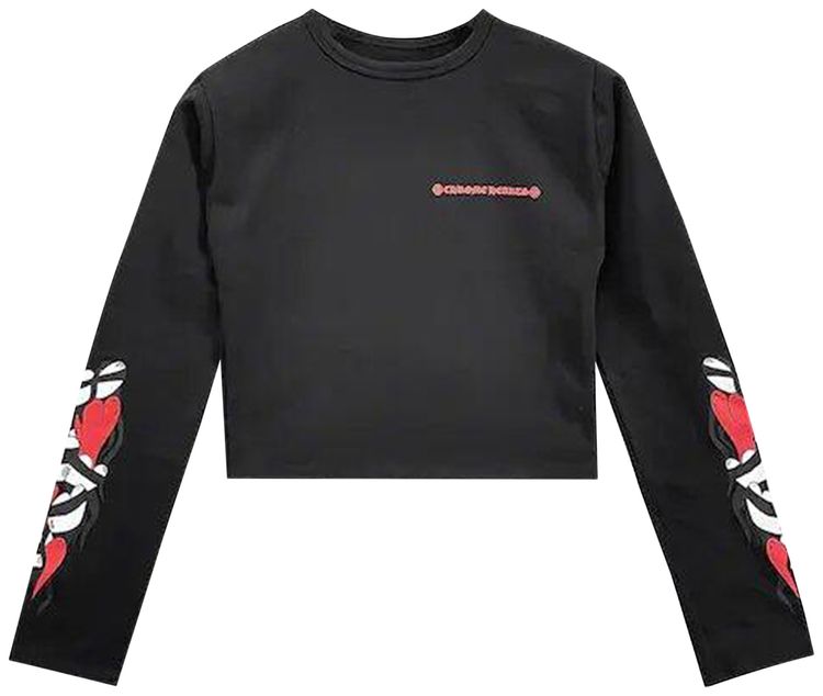 Chrome Hearts Matty Boy Sick Heart Long Sleeve Crop Top Black