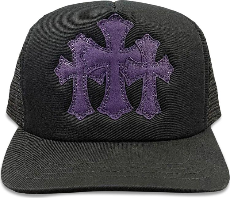 Chrome Hearts St Barths Exclusive Cemetery Cross Trucker Hat BlackPurple