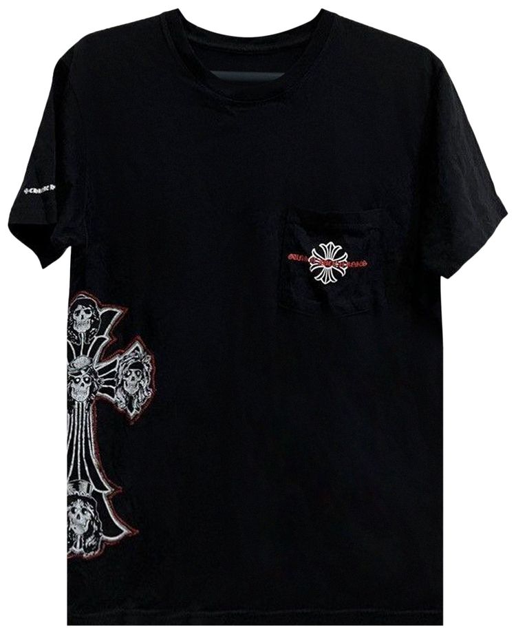Chrome Hearts Guns N Roses Cross Logo Pocket Tee Black