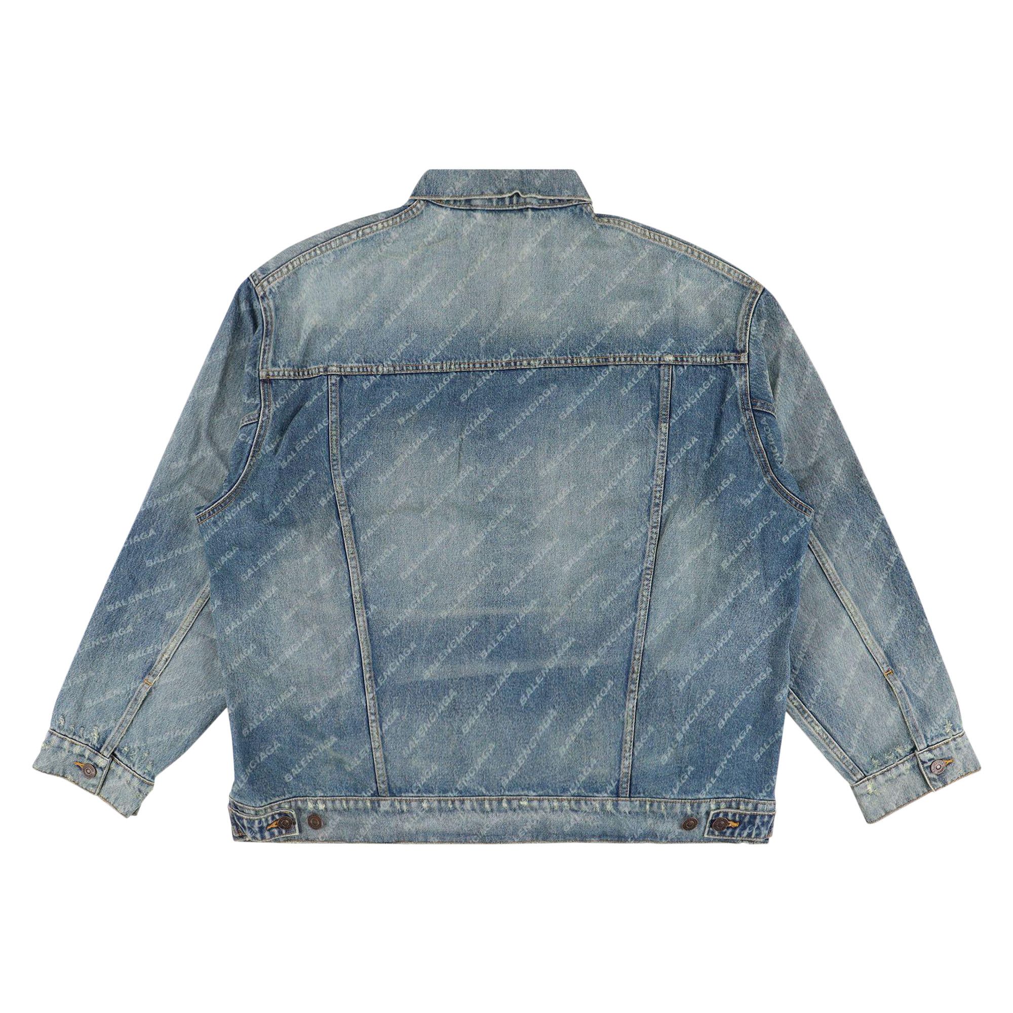 ◆BALENCIAGA 24SS 最新作◆デニム ロゴ入り ジャケット/Blue ◆ Buy Balenciaga All-Over Logo Oversized Denim Jacket 'Blue