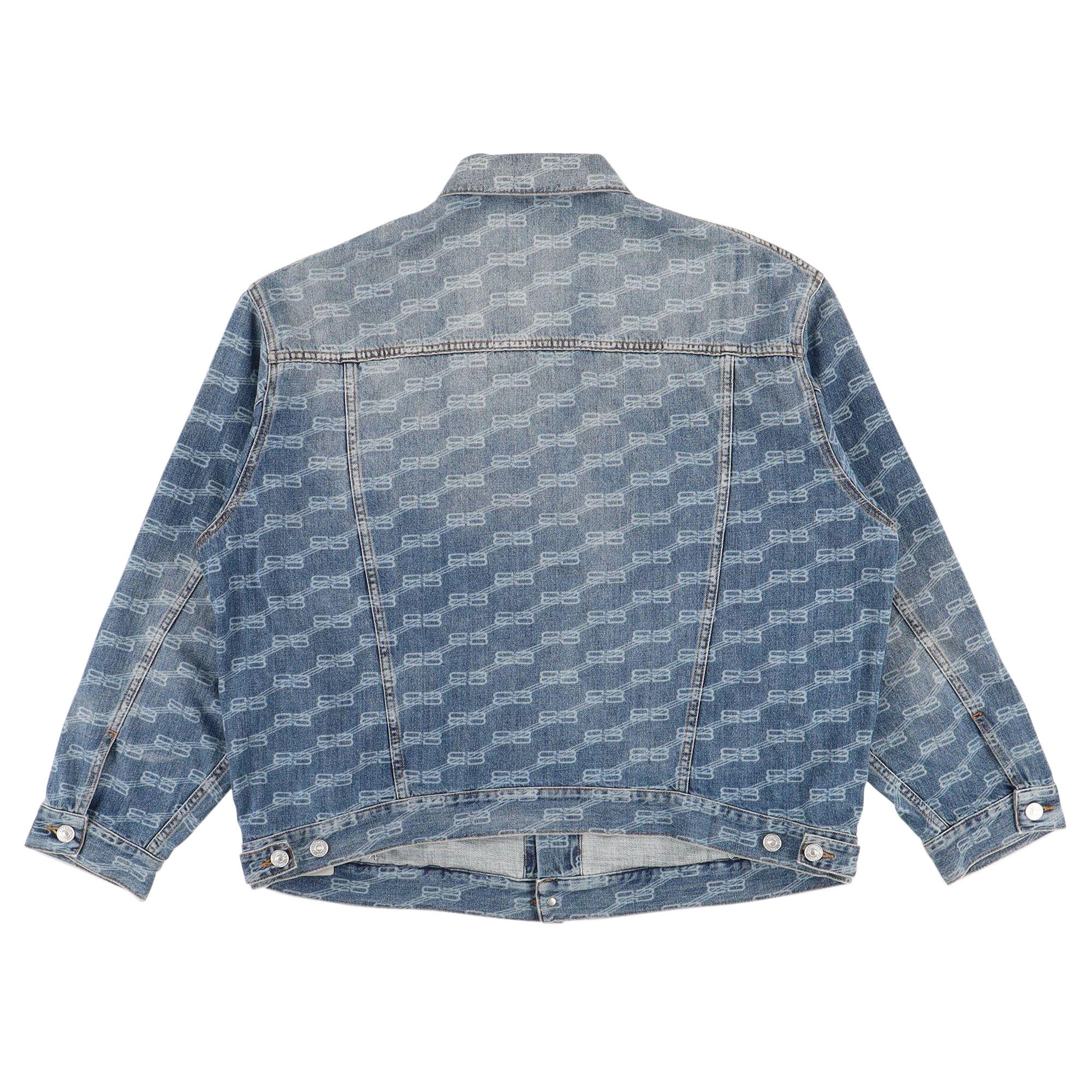 豪華で新しい All-Over Balenciaga Buy BB 'Blue Jacket Denim Logo Monogram ジャケット・アウター