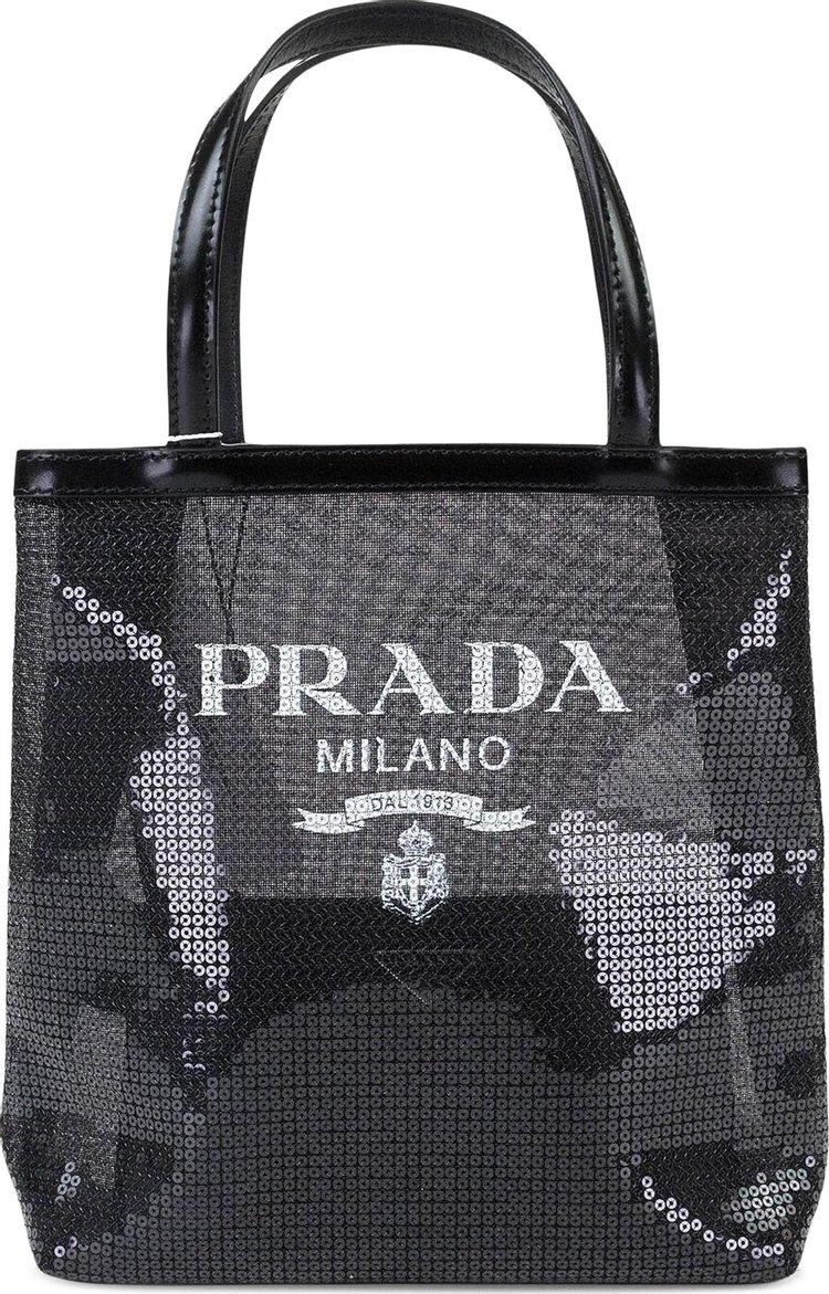 Prada Logo Mesh Tote Bag Black