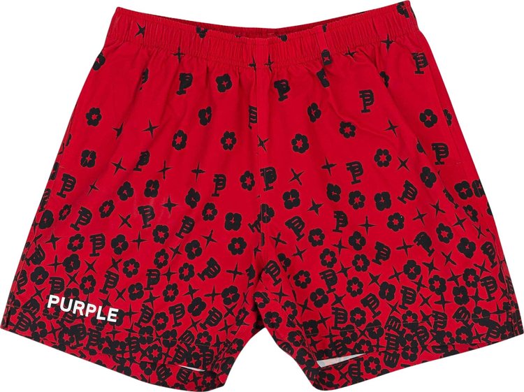 PURPLE BRAND Scattered Monogram Swim Shorts Red