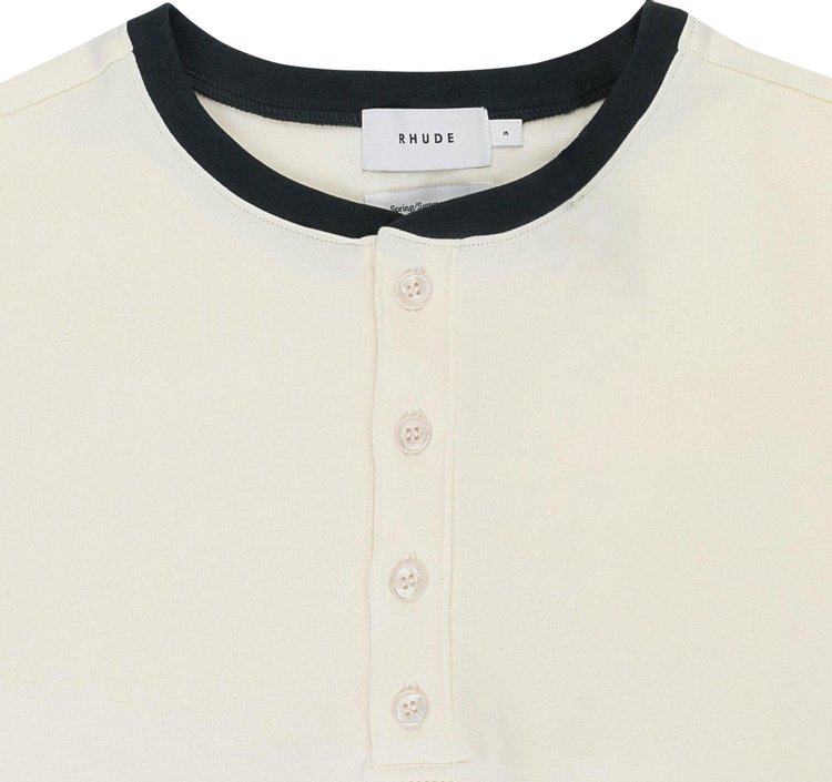 Rhude Button Down T Shirt CreamBlackGreen