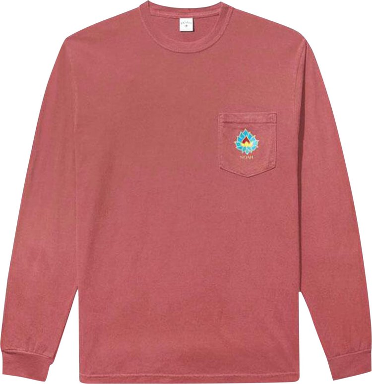 Noah Lotus Long Sleeve Pocket T Shirt Maroon